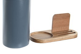DKD Home Decor Bote Utensilios Basicos Azul Blanco Dolomita Acacia 9.5 x 18.5 x 20 cm (4 Unidades)