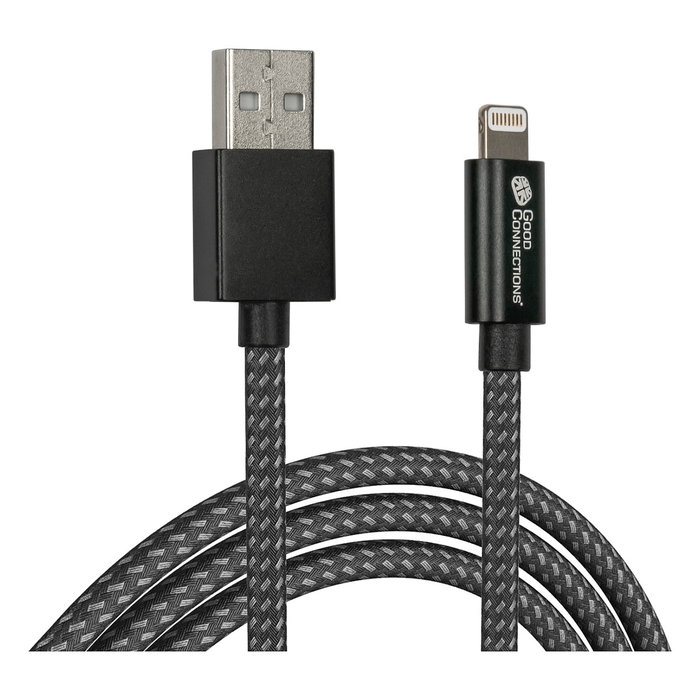 GoodConnections Cable USB A a Lightning 1.8 m 12W para iPhone iPad Carga Rápida Textil Negro Alcasa 2510-AL005S