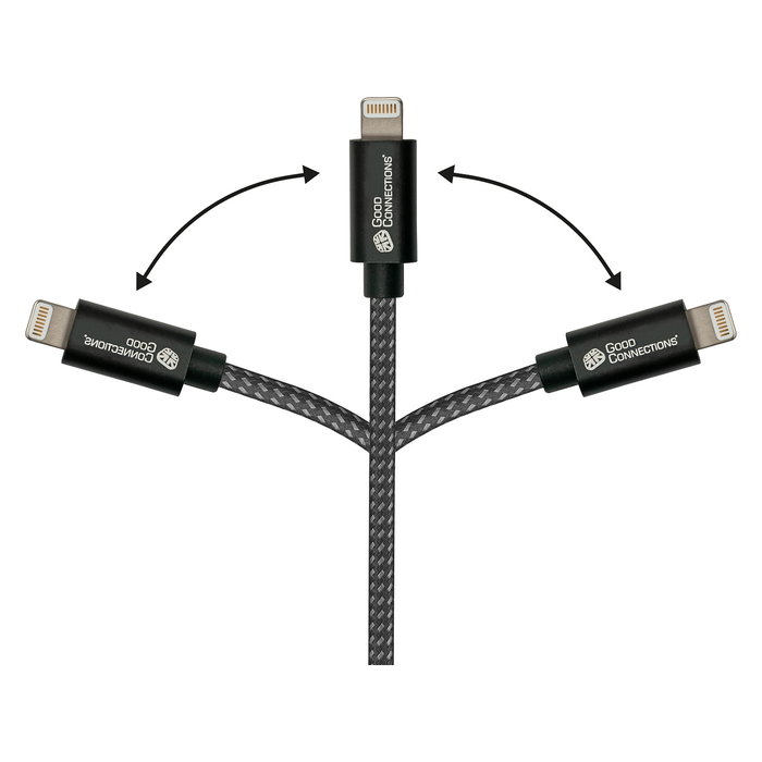 GoodConnections Cable USB A a Lightning 1.8 m 12W para iPhone iPad Carga Rápida Textil Negro Alcasa 2510-AL005S