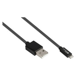 GoodConnections Cable USB A a Lightning 1.8 m 12W para iPhone iPad Carga Rápida Textil Negro Alcasa 2510-AL005S