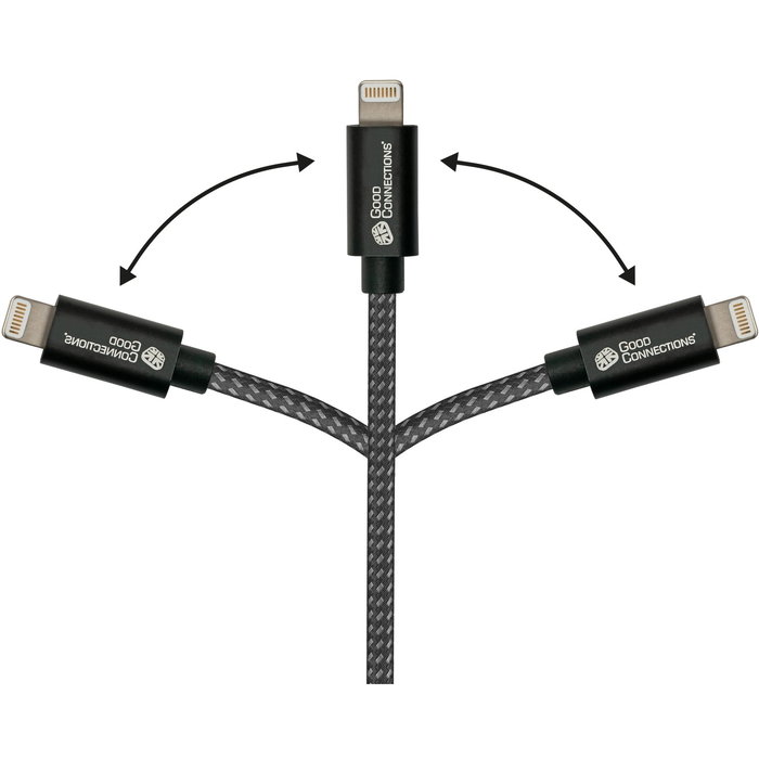 GoodConnections Cable USB A a Lightning 1.8 m 12W para iPhone iPad Carga Rápida Textil Negro Alcasa 2510-AL005S
