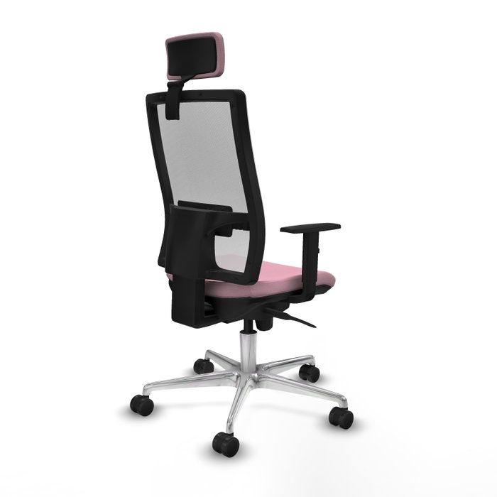 PIQUERAS Y CRESPO Silla de Oficina Horna Rosa y Blanca con Mecanismo Sincro