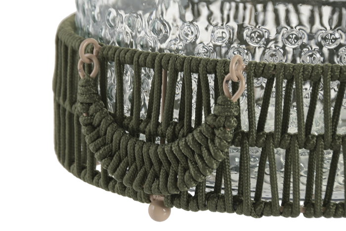 DKD Home Decor Portavelas de Cristal y Nylon Verde