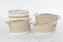 DKD Home Decor Cesta Boho Blanco Natural Algodon Seagrass 36 x 34 x 36 cm Set de 4