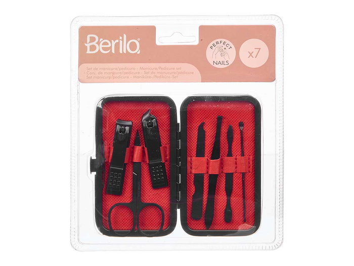 BERILO Estuche Set Pedicura Uñas Pequeño Unisex Negro-Rojo BERILO Estuche Set Pedicura Uñas Pequeño Unisex Negro-Rojo
