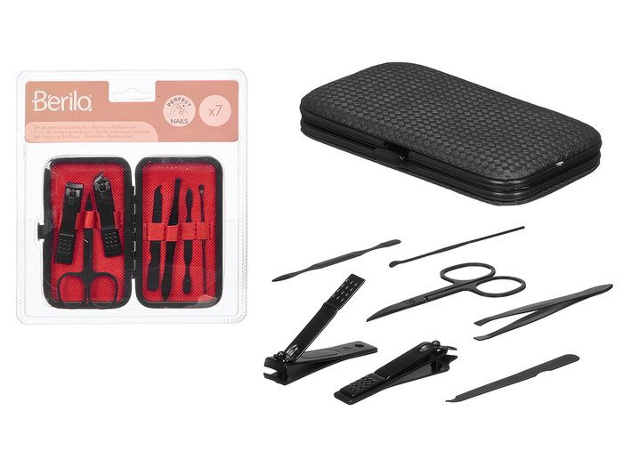 BERILO Estuche Set Pedicura Uñas Pequeño Unisex Negro-Rojo BERILO Estuche Set Pedicura Uñas Pequeño Unisex Negro-Rojo