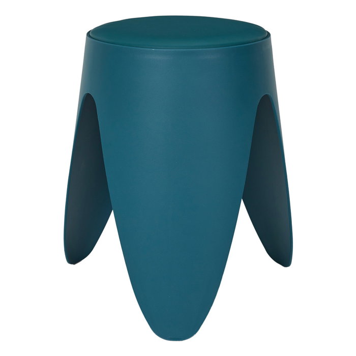 Home Deco Factory Taburete Eve Azul Canard Apilable de Plástico PP y PVC, Acolchado PU, d.30 cm; h.46 cm