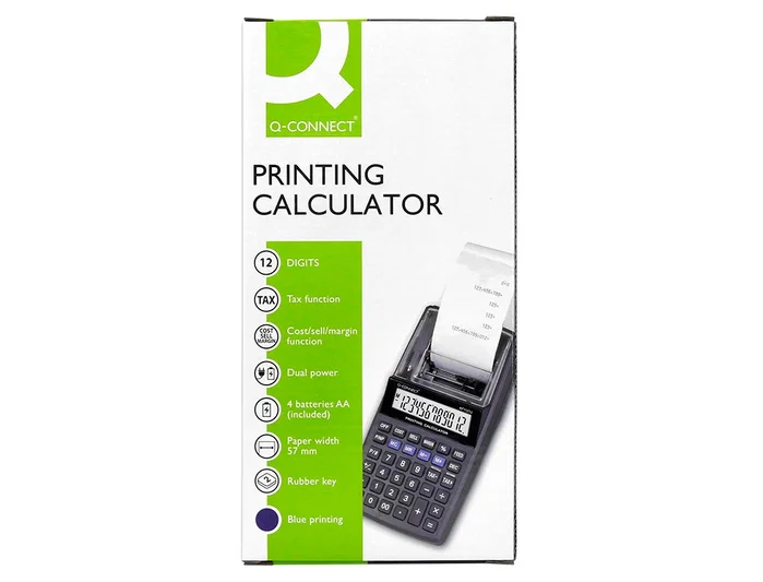 Q-connect Calculadora Impresora KF11213 12 Dígitos Tinta Azul