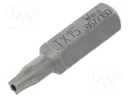 WERA Punta de destornillador Torx® T15H con protección 1/4 de pulgada