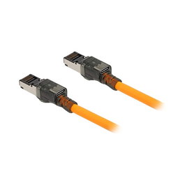 DeLOCK Cable de red RJ45 Cat.6A S/FTP con función de buscador de puertos USB Type-C™ 0,5 m Naranja