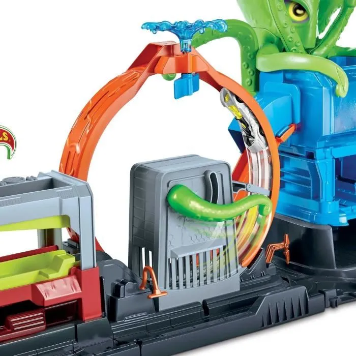 Hot Wheels City Ultimate Octopus Car Wash, 4 pies de largo, con auto que cambia de color en el agua, HBY96