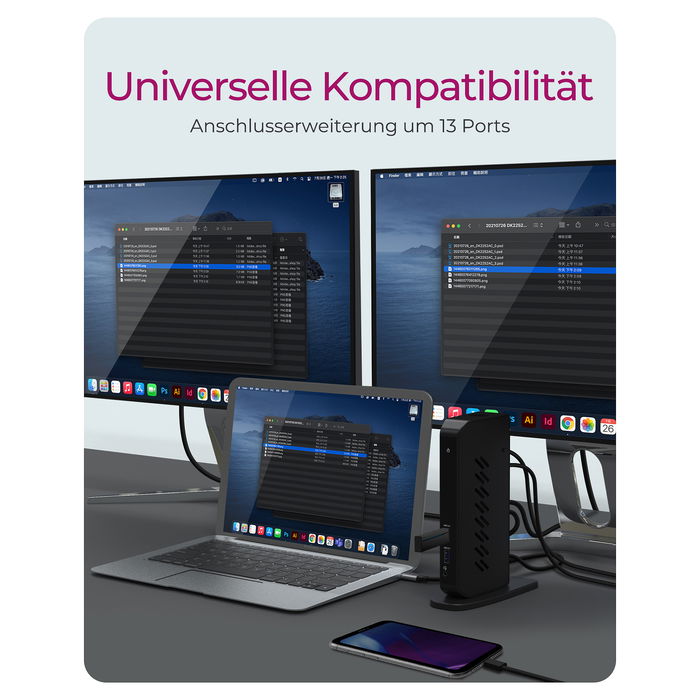 ICY BOX IB-DK2252AC Docking Station Notebook USB 3.2 Gen 1 Type-C, 6x USB-A, 2x HDMI, Ethernet, 4K Ultra HD