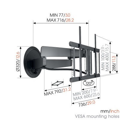 Vogel's Soporte de Pared Eléctrico Negro TVM7675 Vogel's Soporte de Pared Eléctrico Negro TVM7675