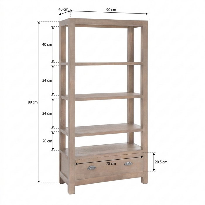 Estantería Natural Madera de Pino 90 X 40 X 180 cm