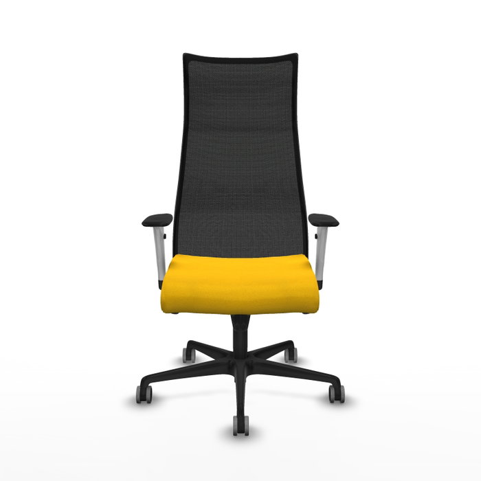 PIQUERAS Y CRESPO Sillón Albacete con Mecanismo Sincro, Asiento Amarillo y Malla Negra