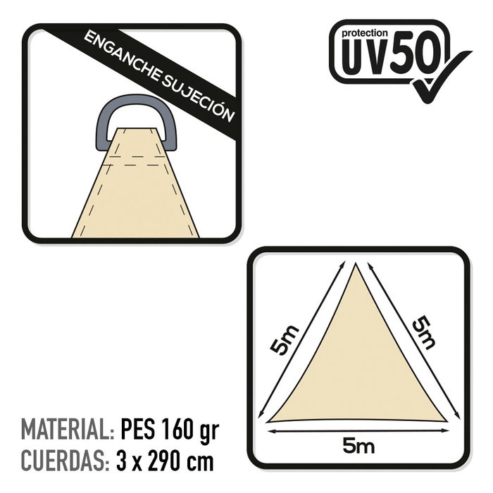 Aktive Garden Toldo triangular Sombreo crema 500x500x500 cm