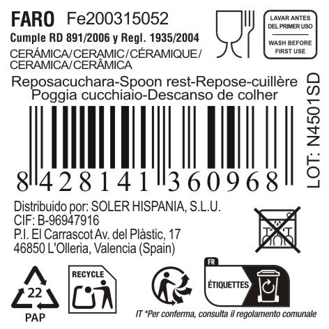 Inde Reposacucharas 25 cm Modelo Faro (24 Unidades)