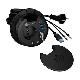 ICY BOX IB-HUB1430-CR Multiport Tisch Hub Negro