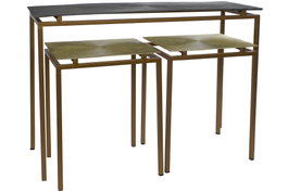 DKD Home Decor Set de 3 Consolas de Metal y Aluminio Gris