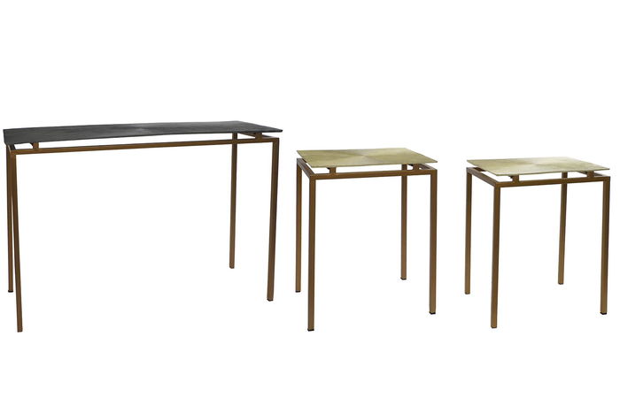 DKD Home Decor Consola Gris Moderno Metal Aluminio 109.5x37.5x80 cm Set de 3