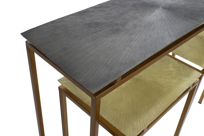 DKD Home Decor Consola Gris Moderno Metal Aluminio 109.5x37.5x80 cm Set de 3