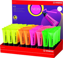 Stabilo 72 neon Rotulador fluorescente expositor de 45 unidades colores surtidos trazo 2/5 mm