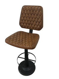 DKD Home Decor Taburete Vintage Colección Leather 23 - Cuero e Hierro, Color Marrón y Negro, Dimensiones 49x107x42 cm, Altura Asiento 72 cm