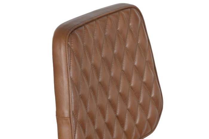 DKD Home Decor Taburete de Piel y Hierro Marrón