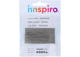 Innspiro Cordón de cuero metálico plateado 1,5mm 5m