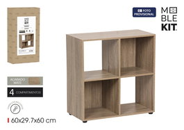 Inde Estantería Cubo de 4 Compartimentos, Mueble Modular Blanco, 60x29.7x60 cm