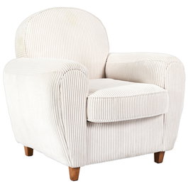 Home Deco Factory Sillón Scott Beige Estructura Madera Contrachapada Patas Caucho Tapizado Poliéster Acanalado Medidas 89x82x84 cm