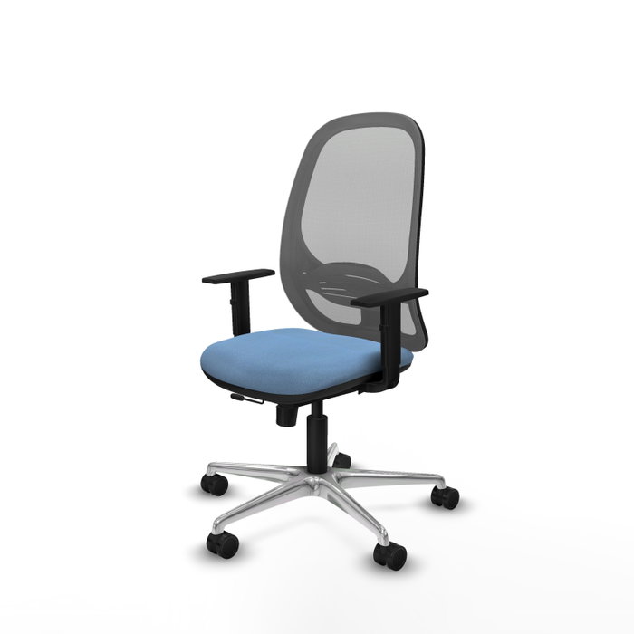 PIQUERAS Y CRESPO Silla de oficina Cilanco con mecanismo Sincro/Traslack, Azul cielo y Gris