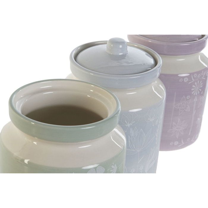 DKD Home Decor Set de 3 Botes de Dolomite 1L Surtido de Colores