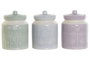 DKD Home Decor Set de 3 Botes de Dolomite 1L Surtido de Colores