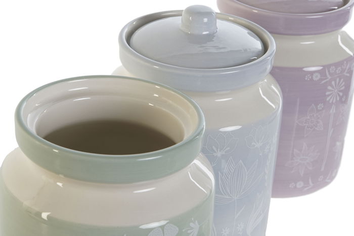 DKD Home Decor Bote Scandi Verde Lila 12 x 16 x 12 cm (3 Unidades)