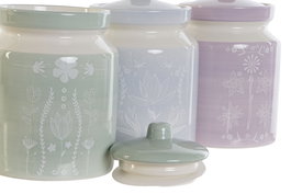 DKD Home Decor Bote Scandi Verde Lila 12 x 16 x 12 cm (3 Unidades)