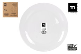 La Mediterranea Plato Llano Whom 26.5 cm, Vajilla de Cristal Opal, Plato de 26.6 cm x 26.7 cm (36 Unidades)