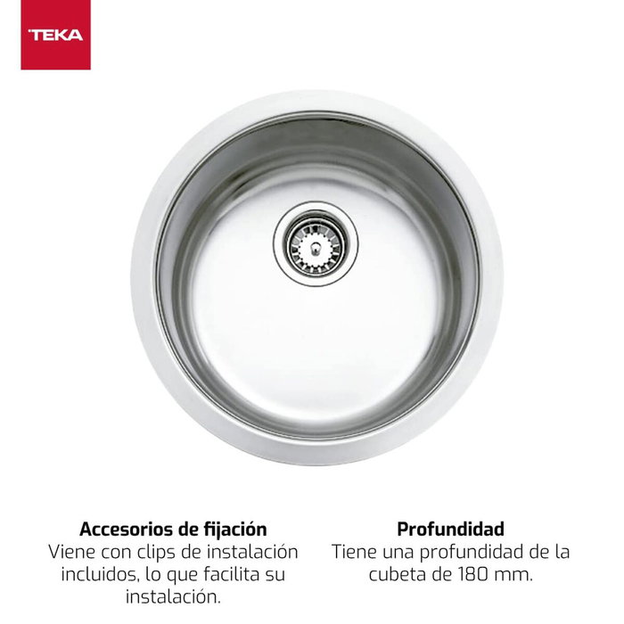 Fregadero de Un Seno Teka BE039 5006 Plateado