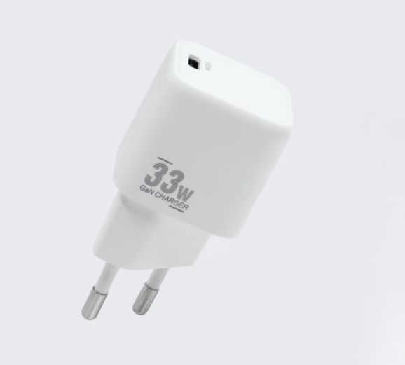 CoreParts Cargador USB-C 33W Nano con Tecnología GaN, Puerto USB PD EU, Blanco - Compatible con Tablets y Móviles
