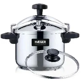 Haeger Olla a Presión PC-6SS.019A 6 Litros Acero Inoxidable para Cocinas Eléctricas, Gas, Cerámica e Inducción