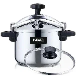 Haeger PC-6SS.019A Olla a Presión 6 L de Acero Inoxidable, Apta para Cocinas de Inducción, Gas, Eléctrico y Cerámico