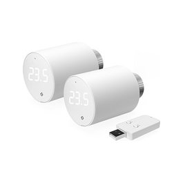 Shelly BLU TRV y Gateway Gen3 - Paquete 2 Termostatos Inteligentes para Radiador con Pantalla, Blanco, Programable, WiFi, Alcance 30m, Incluye Gateway