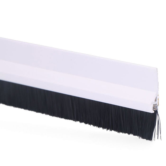 Geko Burlete bajo puerta rigido blanco con cepillo de fibra 1 m