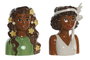 DKD Home Decor Set de 2 Maceteros de Cerámica Blanca y Verde