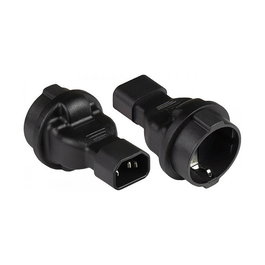 Alcasa Adaptador de Corriente C14 a Enchufe Tipo F Schuko, 250V 10A, Negro, PA-1402S