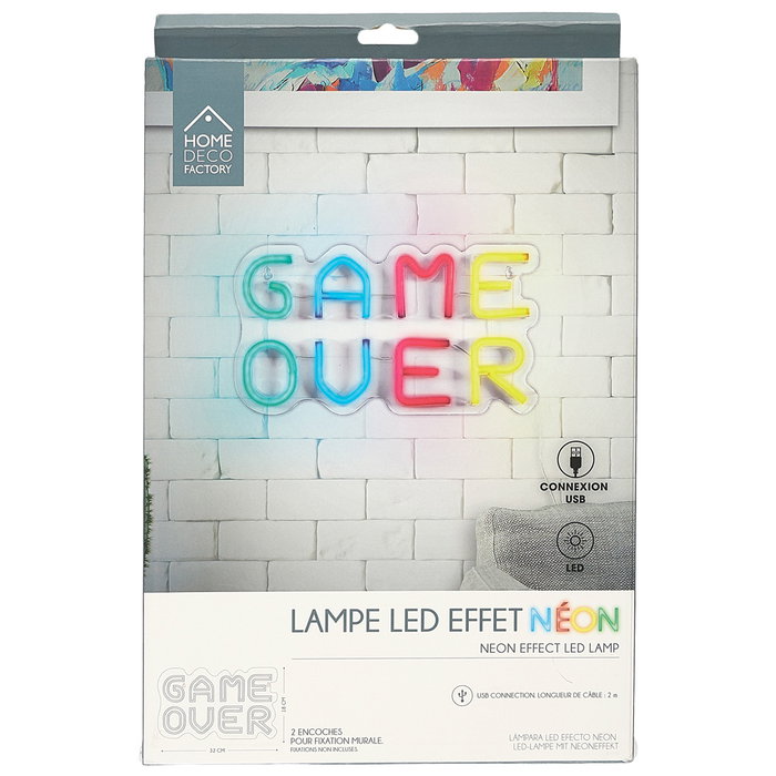 Home Deco Factory Lámpara LED Neón "Game Over" USB Home Deco Factory Lámpara LED Neón "Game Over" USB