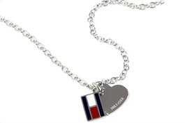 Tommy Hilfiger Collar de Acero Inoxidable con Colgante de Corazón y Bandera