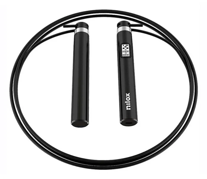 Nilox NXSMARTROPE Cuerda de Saltar Inteligente Bluetooth con Pantalla LCD, Negra
