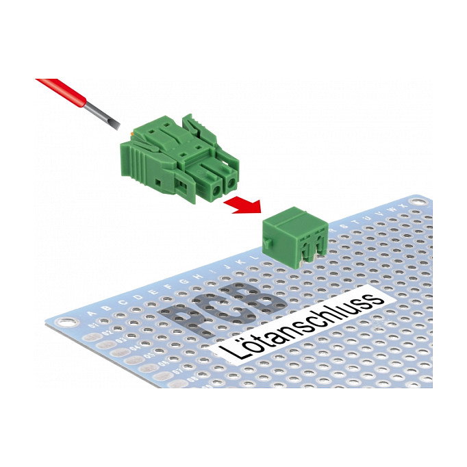 DeLOCK 65952 Terminalblock Set para Platine 2 Pin 3,81 mm Rastermass horizontal, Color Verde, Seccion Cable 24-12 AWG, Plástico, -40 a 105 °C