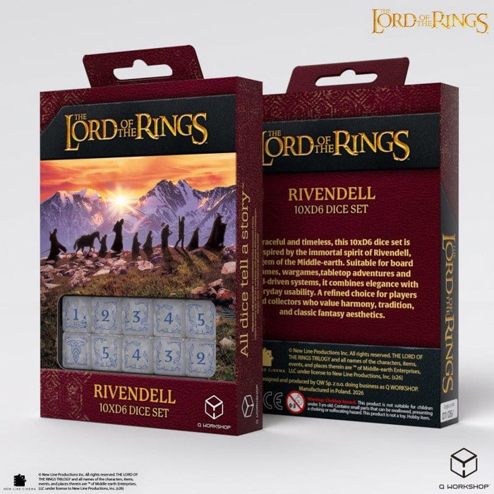 Q Workshop El Señor de los Anillos: Pack de 10 Dados D6 Rivendell (Piedra) inevitable